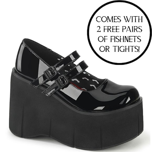 Demonia Shoes - Demonia Kera 08 Black Patent Platform Mary Jane Shoe